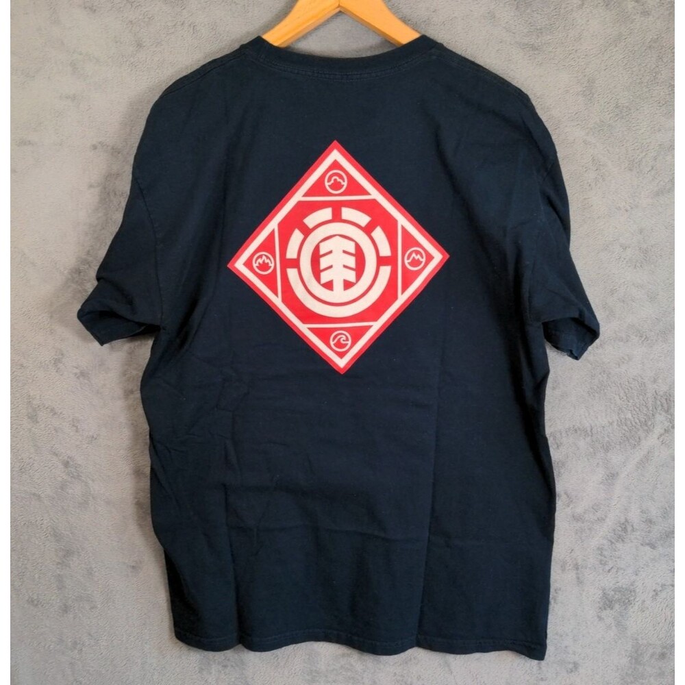 Element Skateboard T Shirt Mens Large Navy Box Logo Streetwear Short Sleeve